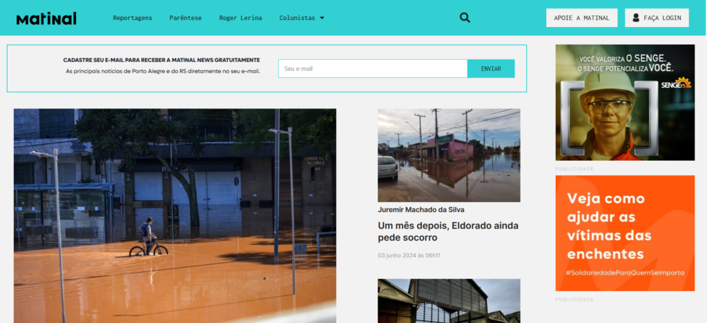 printscreen of matinal website